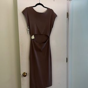 NWT Aritzia Wilfred cut out midi dress- deep taupe